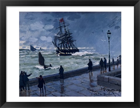 Framed Jetty at Le Havre, Bad Weather, 1870 Print