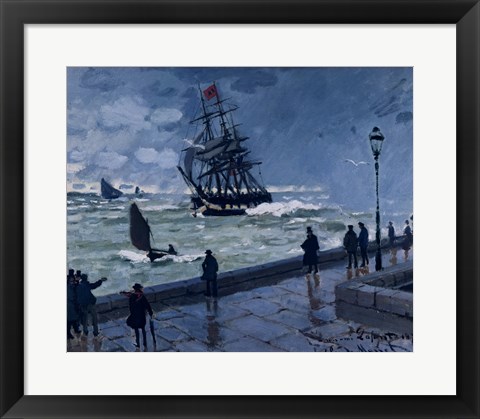 Framed Jetty at Le Havre, Bad Weather, 1870 Print