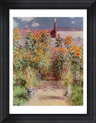 Framed Garden at Vetheuil, 1881 Print