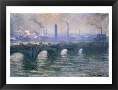 Framed Waterloo Bridge, Cloudy Day, 1900 Print