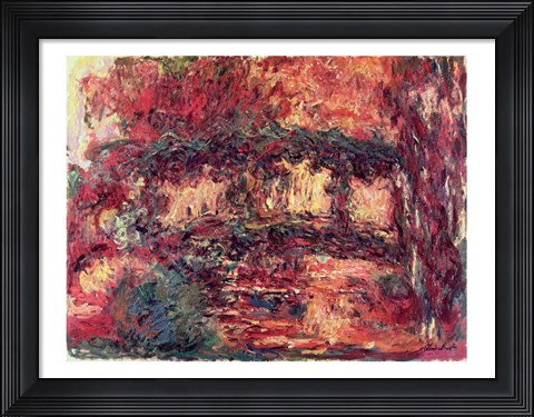 Framed Waterlilies: The Japanese Bridge, or Japanese Bridge at Giverny, c.1923 Print