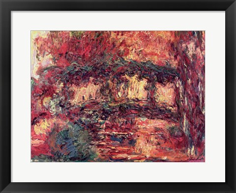 Framed Waterlilies: The Japanese Bridge, or Japanese Bridge at Giverny, c.1923 Print