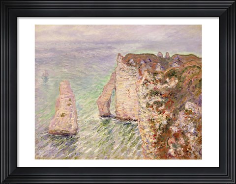 Framed L&#39;Aiguille and the Porte d&#39;Aval, Etretat, 1886 Print