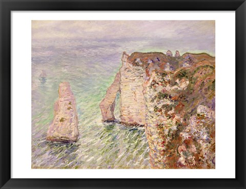 Framed L&#39;Aiguille and the Porte d&#39;Aval, Etretat, 1886 Print