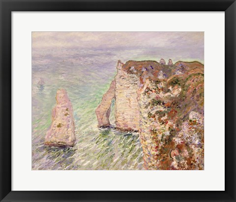 Framed L&#39;Aiguille and the Porte d&#39;Aval, Etretat, 1886 Print