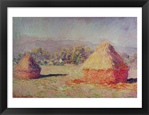 Framed Two Haystacks, 1891 Print