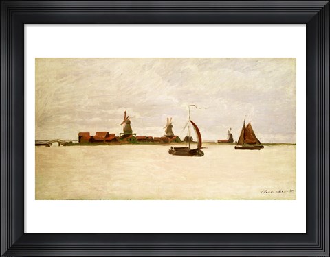 Framed Outer Harbour at Zaandam, 1871 Print