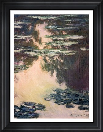 Framed Waterlilies with Weeping Willows, 1907 Print