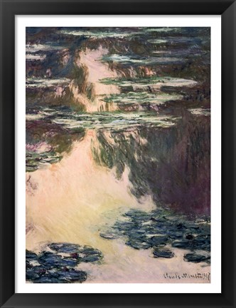 Framed Waterlilies with Weeping Willows, 1907 Print