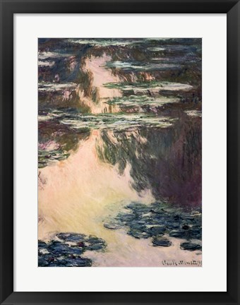 Framed Waterlilies with Weeping Willows, 1907 Print