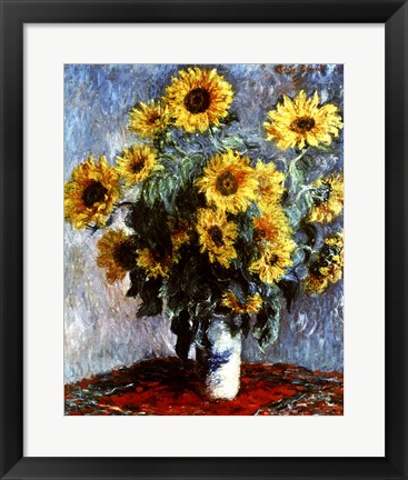 Framed Still life with Sunflowers, 1880 Print