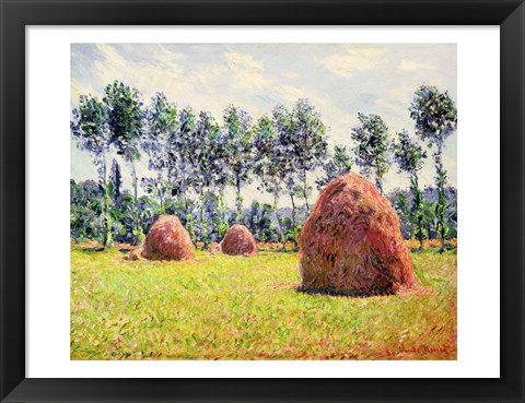 Framed Haystacks at Giverny, 1884 Print