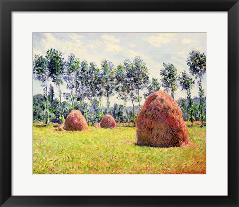 Framed Haystacks at Giverny, 1884 Print