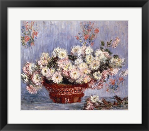 Framed Basket of Chrysanthemums, c.1878 Print