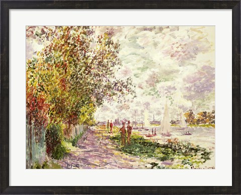 Framed Riverbank at Gennevilliers, c.1875 Print