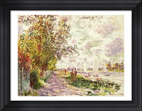 Framed Riverbank at Gennevilliers, c.1875 Print