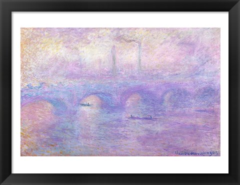 Framed Waterloo Bridge in Fog, 1899-1901 Print