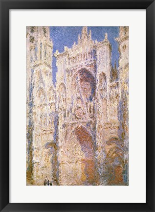 Framed Rouen Cathedral, West Facade, Sunlight, 1894 Print