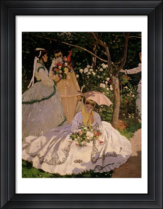 Framed Women in the Garden, detail of a Seated Woman with a Parasol, 1867 Print