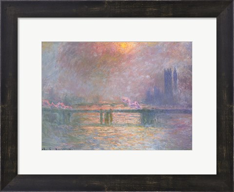 Framed Thames with Charing Cross bridge, 1903 Print