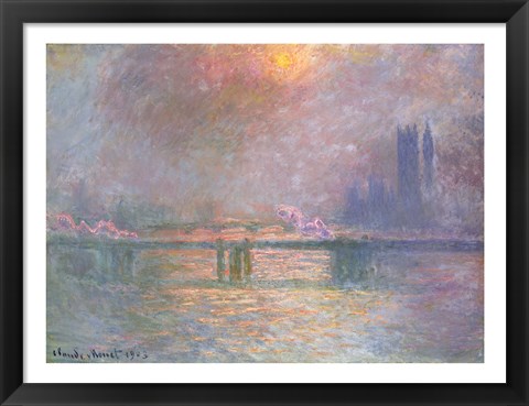 Framed Thames with Charing Cross bridge, 1903 Print