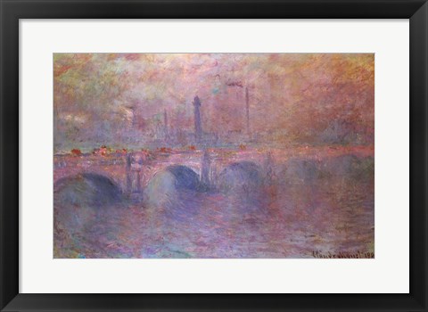 Framed Thames at Waterloo Bridge, 1903 Print