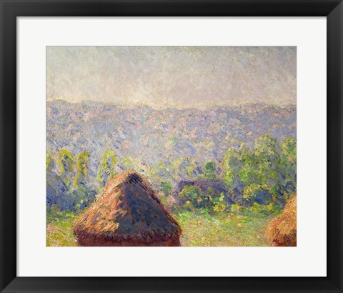 Framed Haystacks or, The End of the Summer, at Giverny, 1891 Print
