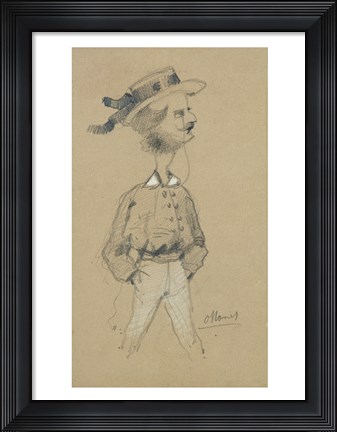 Framed Man with a Boater Hat, 1857 Print