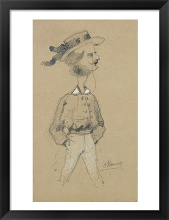 Framed Man with a Boater Hat, 1857 Print