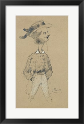 Framed Man with a Boater Hat, 1857 Print