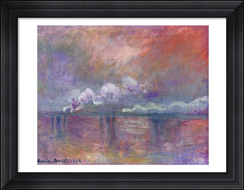 Framed Charing Cross Bridge, Smoke in the Fog, 1902 Print