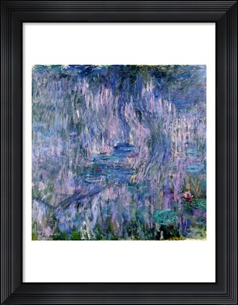 Framed Waterlilies and Reflections of a Willow Tree Print