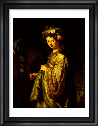 Framed Saskia as Flora, 1634 Print