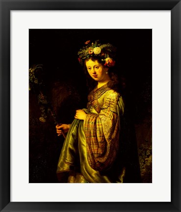 Framed Saskia as Flora, 1634 Print