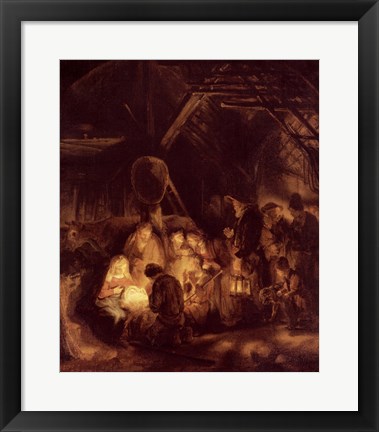 Framed Adoration of the Shepherds, 1646 Print