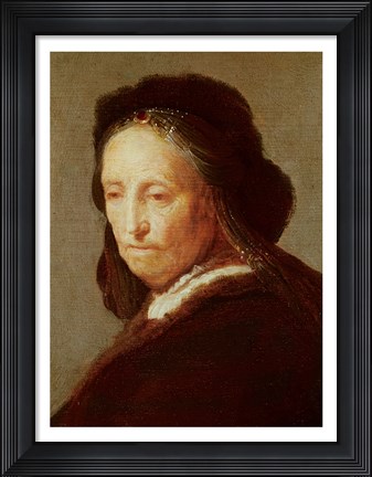 Framed Portrait of an old Woman, c.1600-1700 Print