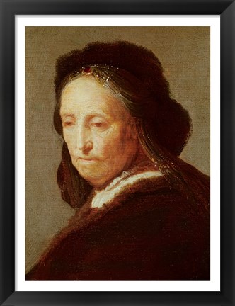 Framed Portrait of an old Woman, c.1600-1700 Print