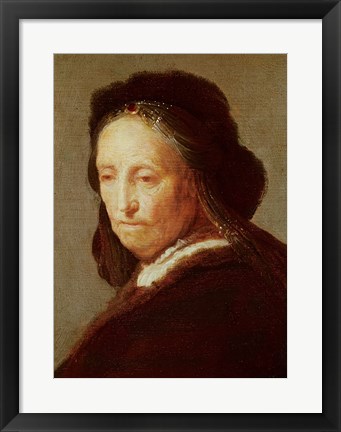 Framed Portrait of an old Woman, c.1600-1700 Print