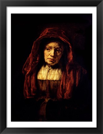 Framed Portrait of an Old Woman Print