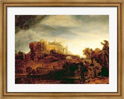Framed Landscape with a Chateau Print