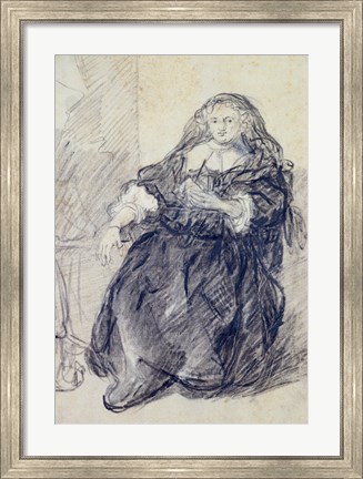 Framed Seated Saskia with a letter in her left hand Print