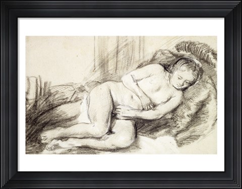 Framed Reclining Female Nude Print
