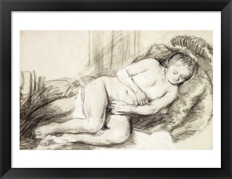 Framed Reclining Female Nude Print