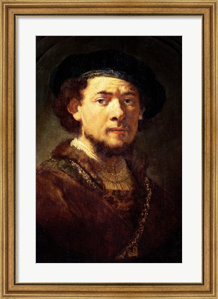 Framed Portrait of a Man with a Gold Chain or, Self Portrait with Beard Print