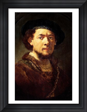 Framed Portrait of a Man with a Gold Chain or, Self Portrait with Beard Print