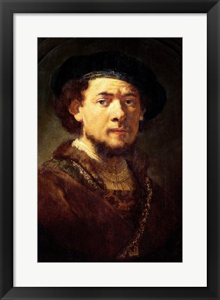 Framed Portrait of a Man with a Gold Chain or, Self Portrait with Beard Print
