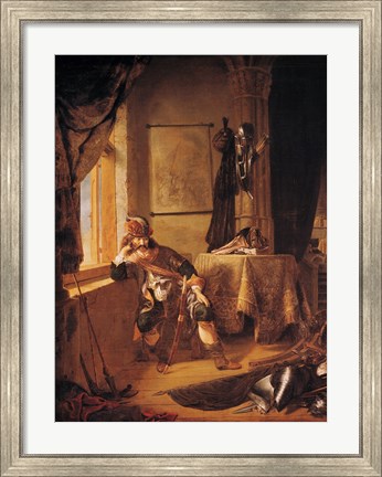 Framed Warrior in Thought Print