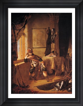 Framed Warrior in Thought Print