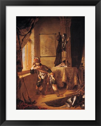 Framed Warrior in Thought Print