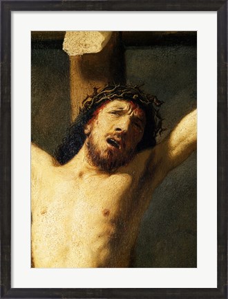 Framed Christ on the Cross, detail of the head Print